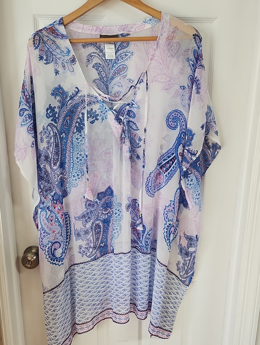 Tommy Bahama Blue & Pink Paisley V-Neck Tunic